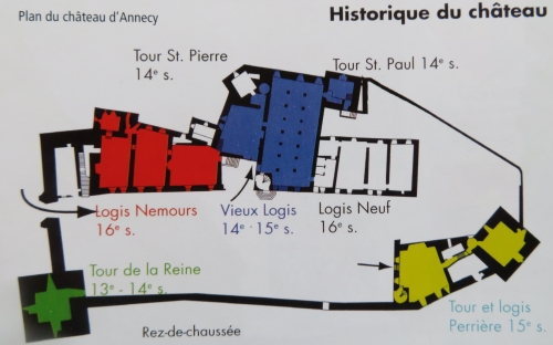 Plan du chteau d'Annecy d'aprs les sources