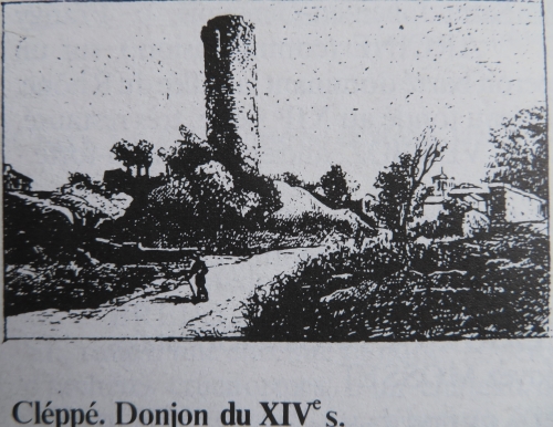 Représentation du château de Cleppé d'après les sources