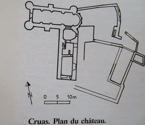 Plan du château de Cruas d'après bibliographie