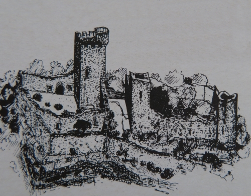 Dessin du château de Dorches d'après les sources