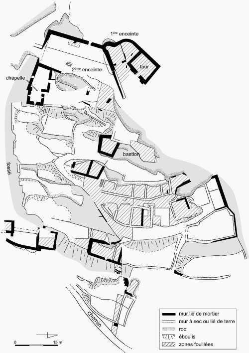 Plan du chteau d'Essertines Basses d'aprs les sources