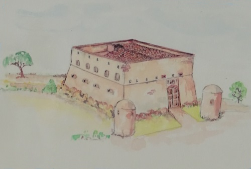 Vue hypothétique de château de Giens d'après les sources