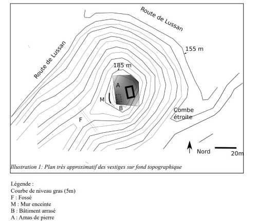 Plan de la tour de Marcuel dans la source