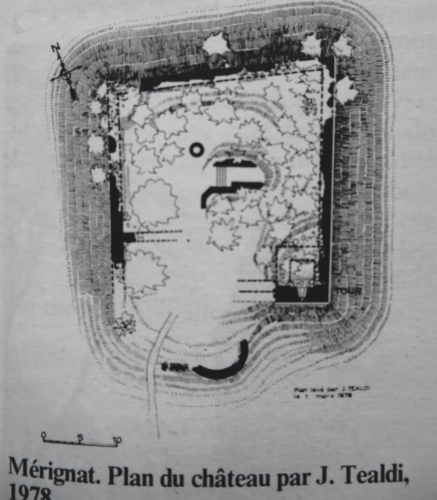 Plan du chteau de Mrignat d'aprs les sources