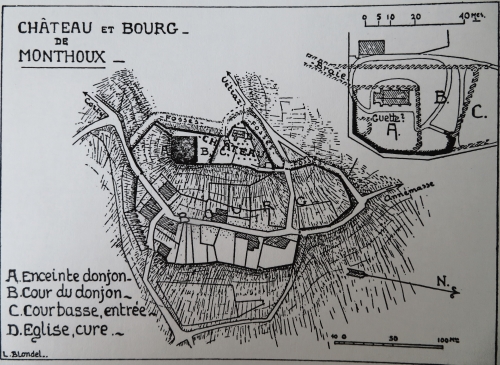 Plan du château de Monthoux d'après bibliographie