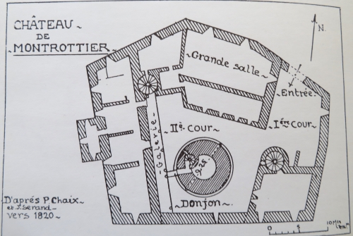 Plan du chteau de Montrottier vers 1820 d'aprs les sources