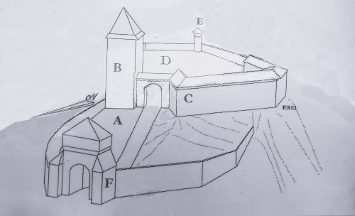 Plan du château de Rocafort d'après les sources
