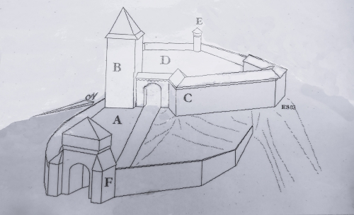 Plan du chteau de Rocafort d'aprs les sources