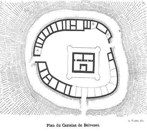 Plan du castelas de Belvezet trouv sur Perse
