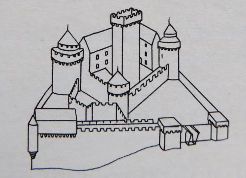 Dessin du château de Boulogne d'après bibliographie
