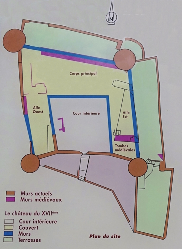 Plan du chteau de Pontevs d'aprs panneau du village