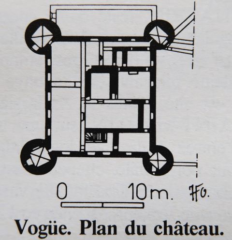 Plan du château de Vogüe d'après bibliographie